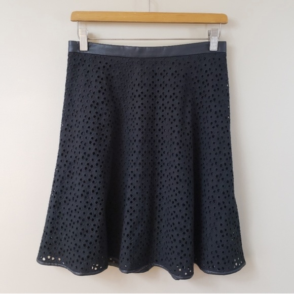 Ann Taylor Dresses & Skirts - Ann Taylor Eyelet Skirt with Faux Leather Trim